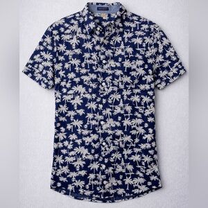 Taylor Vintage Men's Navy and White Palm Print Shirt